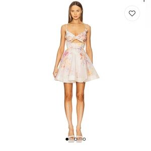 Zimmermann Crush Twist Front Mini Dress in Multi Floral